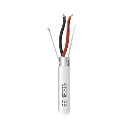 Bobina de 305 Metros (1000 Pies) de Cable 2 x 22 AWG BLINDADO / RISER / Color Blanco / Para Aplicaciones de Audio, Seguridad y Control