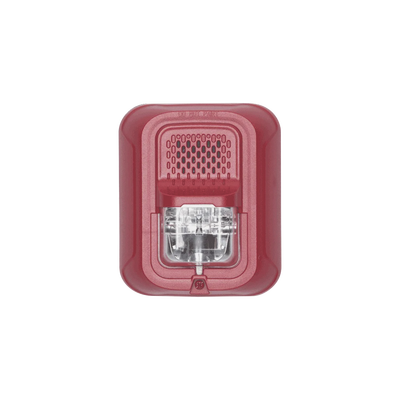 Sonorizador Tipo Chime con Lámpara Estroboscópica a 2 Hilos, Montaje en Pared, Color Rojo, con Configuración Estroboscópica Seleccionable, Nuevo Diseño Moderno y Elegante y Menor Consumo de Corriente