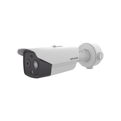 Cámara Bala IP Térmica y Óptica Biespectral / Análisis de Video (VCA) para Protección Perimetral / Medición de Temperatura -20°C a 150°C / Teleobjetivo Térmico 9.7mm / Térmica 256 x 192 / &Oa
