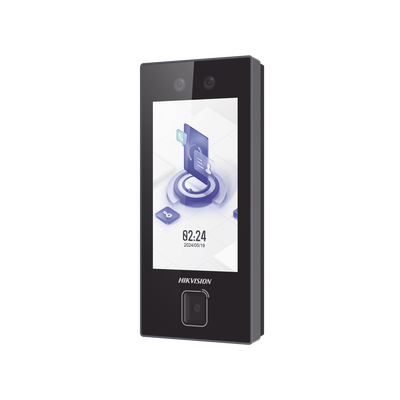 Terminal Facial Min Moe con LECTOR DE QRs FISICO Ultra Rápido y Tarjetas MIFARE / 3000 Rostros / Pantalla 4.5" / Administrable en la Nube con HikConnect Teams / Exterior IP65 / PoE / WiFi