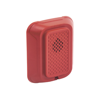 Sirena para Montaje en Pared, 12 a 24 Vcc, Color Rojo, Nuevo Diseño Moderno y Elegante y Menor Consumo de Corriente