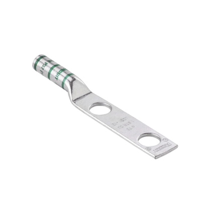 Conector de Compresión de Cobre con 2 Orificios 3/8" para Cable 2 AWG, 1" de espacio entre Orificios. Paquete de 25 Piezas