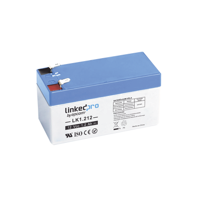 Batería 12 V / 1.2 Ah / UL / 5 Años vida útil promedio / Para uso en equipo electrónico /Alarmas de Intrusión / Incendio/ Control de acceso / Video Vigilancia / Terminales F1 ( Incluye adaptador F2 )