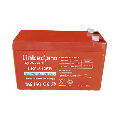Batería 12 V / 9.5 Ah / UL / Tecnología AGM-VRLA / Vida útil promedio de 5 años / Retardante a la Flama / Uso en equipo electrónico, Alarmas de Intrusión / Incendio/ Control de acceso / Video Vigilancia / Termina