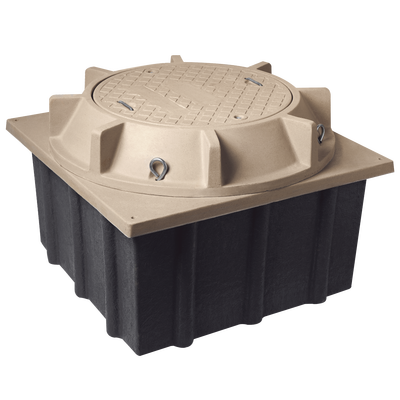 Registro Mini Manhole con tapa de concreto polimérico 4 ft x 4 ft x 2 ft, Resistencia 20 Toneladas, Uso Vehicular Pesado