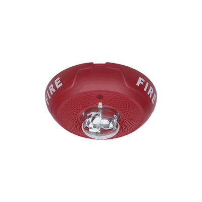 Sirena con Lámpara Estroboscópica, Montaje en Techo, Nivel de Candelas Seleccionable, Color Rojo, Nuevo Diseño Moderno y Elegante y Menor Consumo de Corriente