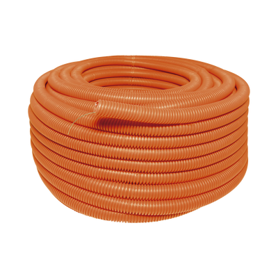 Manguera Poliducto Corrugado Flexible Naranja Reforzado de 1" x 50 m Para Instalaciones Eléctricas /Polietileno Alta Densidad HDPE/ Sin guía /Resistente a Intemperie.