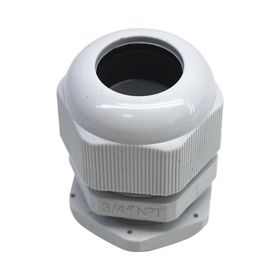 Conector Plástico Blanco Tipo Glándula para Rosca NPT 3/4"