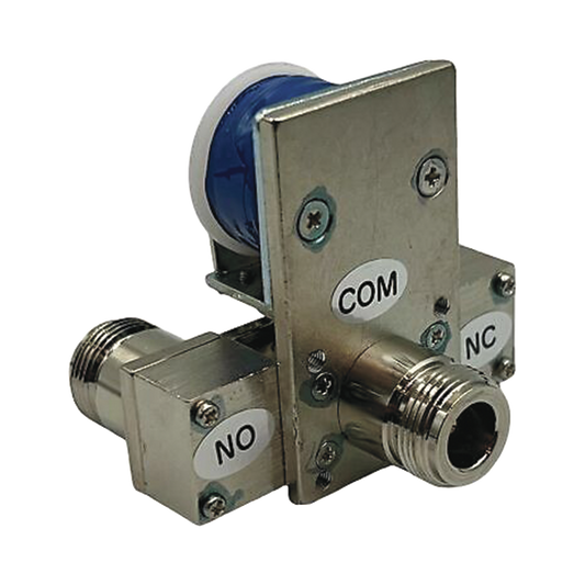 Relevador Coaxial para Antena SPDT, 10-14 Vcc (12 Vcc Nom.), 160 mA, 250 Watt a 1 GHz.