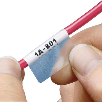 Casete de 200 Etiquetas Autolaminadas de 25.4 x 38.1 mm, para Cables de 4 a 8.1 mm de Diámetro, Área de Impresión Color Blanco