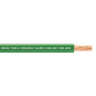 (SLLU19) Cable 8 awg  color verde,Conductor de cobre suave cableado. Aislamiento de PVC, autoextinguible. (Venta por Metro)