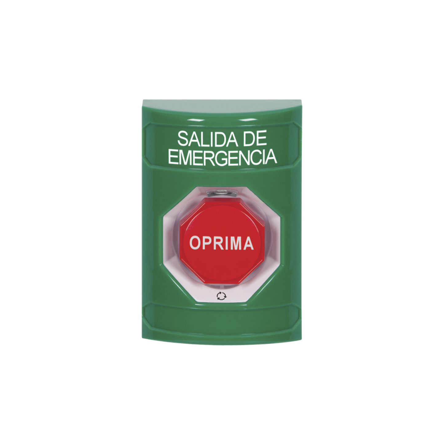 Botón de Salida de Emergencia , Texto en Español,  Acción Mantenida, Girar para Restablecer, LED de iluminación