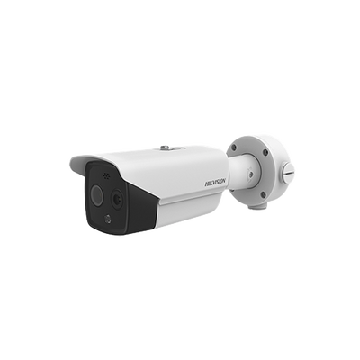 Cámara Bala IP Termográfica / Medición de Temperatura -20°C a 150°C / Alta Resolución Térmica 160 x 120 / Teleobjetivo Térmico 9.7mm / Alarma por Excepción de Temperatura / Óptica 5 MP / IP67