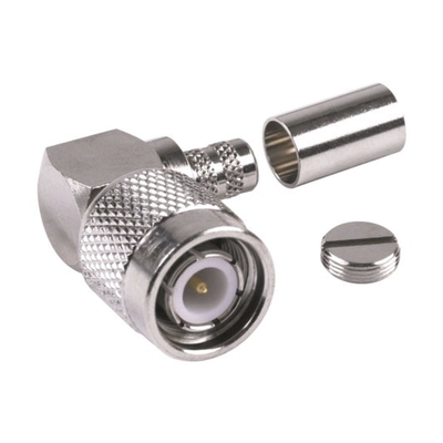 Conector TNC Macho en Ángulo Recto para Cable RG-8/X, LMR-240, Níquel/ Oro/ Teflón.