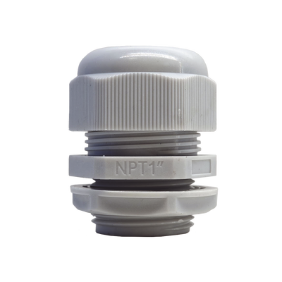 Conector Plástico Blanco Tipo Glándula para Rosca NPT 1"