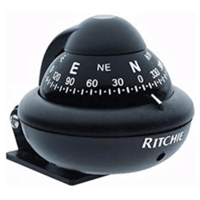 Brújula Magnética RitchieSport Compass color negro / 2 Pulgadas (51 mm) Dial Directo / Alta Visibilidad / Iluminación Nocturna Verde Interna / Montaje Reversible 300 Grados / Compensadores Internos / Construcción Composite Alta