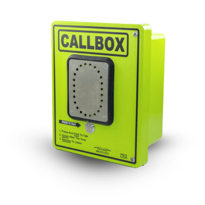Callbox HD Series / Intercomunicador Bidireccional / 800mW-2W Potencia Transmisión / Audio Ajustable / Enclosure Fibra de Vidrio / Vandal-Resistente / IP65 / Mensajes de Voz Grabables / Control de Acceso por Relay / Sensor Input