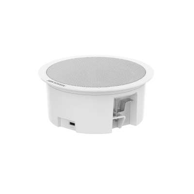 Bocina (Altavoz) IP con Bluetooth | Montaje en Plafón | 3 Watts | PoE+ | Biblioteca de Audios Pregrabados | Entrada de alarma | Hik-Connect / HikCentral Profesional | Compatible con Bocinas secundarias